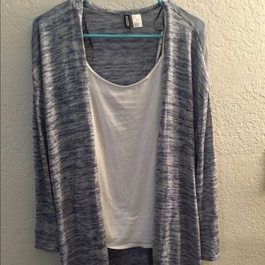 H&M blue cardigan. White tank not included